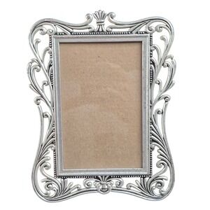 Lawrence Frames Silver Metal Filigree Ornate Scroll Tabletop Photo Frame 4x6